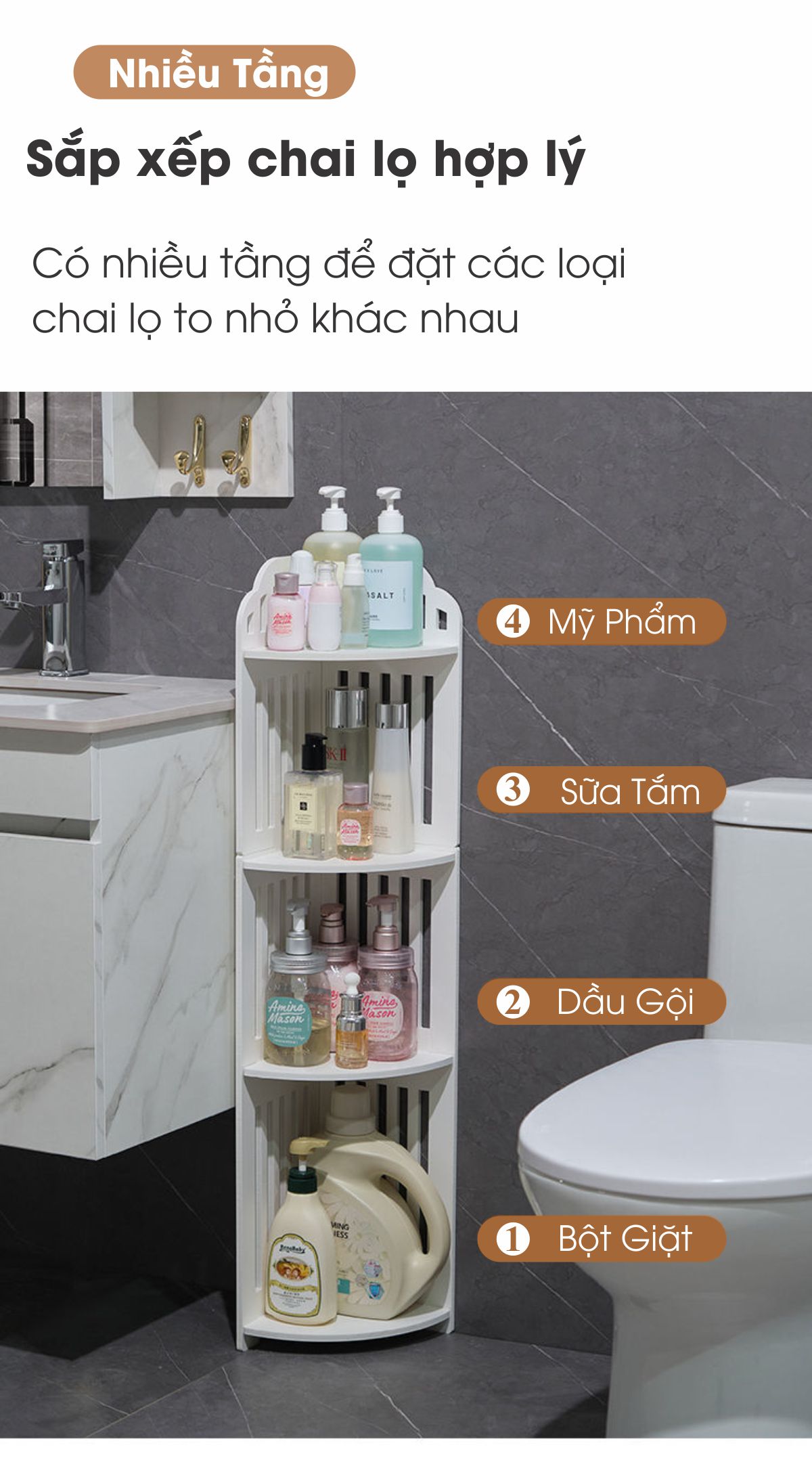 Kệ Góc Tường 4 Tầng Họa Tiết Nan